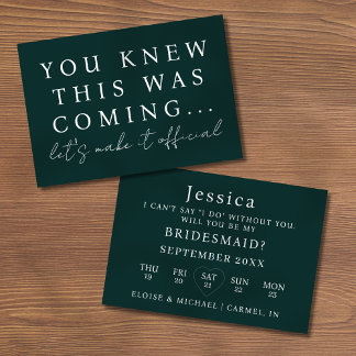 Emerald Will You Be My Bridesmaid Proposal Card