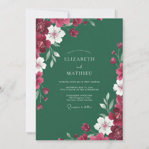 Emerald Wine Painted Wedding Invitation