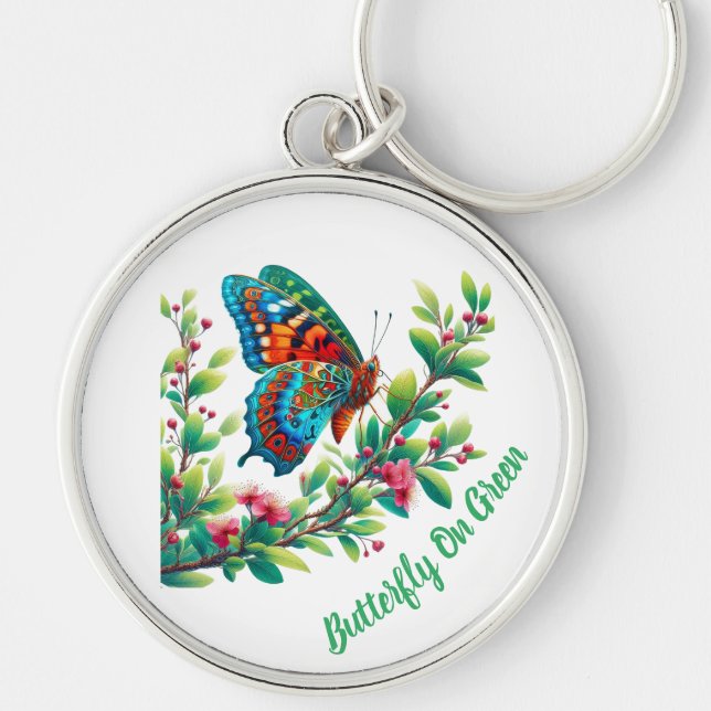 "Emerald Wings: Nature's Keychain" Key Ring (Front)