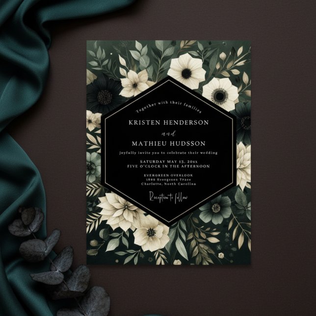 Emerald Woodland Bloom Wedding Invitation (Creator Uploaded)
