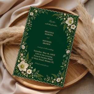 Emerald Woodland With Scalloped Charm Invitation