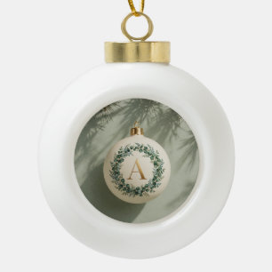 Emerald Wreath Monogram Christmas Ornament