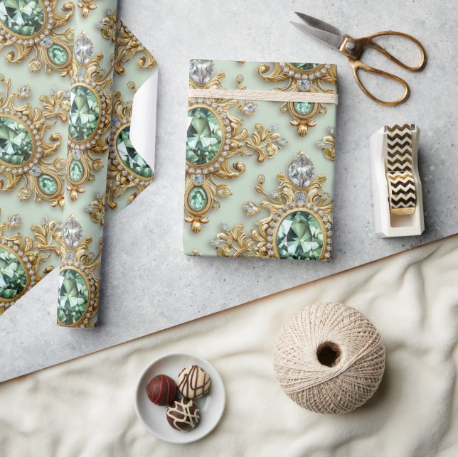 Emeralds and Gold  Wrapping Paper (Crafts)