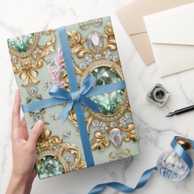 Emeralds and Gold  Wrapping Paper (Gifting)