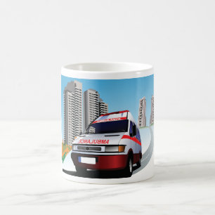 Emergency Ambulance in Cityscape Medical Rescue  Coffee Mug