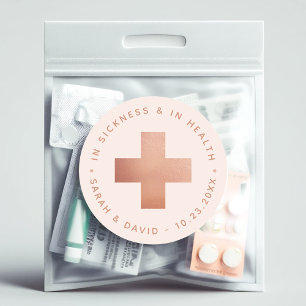 Emergency Blush Pink Rose Gold Cross Hangover Kit Classic Round Sticker