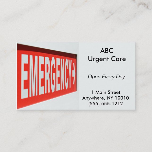 Emergency Business Card (Front)