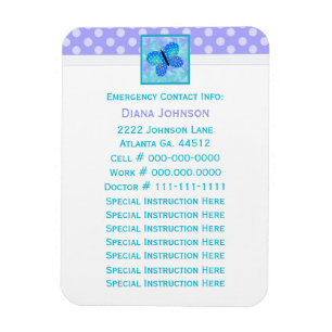 Emergency Contact: Butterfly Premium Magnet