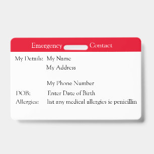 Emergency Contact ID Badge