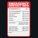 Emergency Contact Information List Magnet<br><div class="desc">Emergency Contact Information List Magnet Keep all of your emergency contact information right on your refridgerator -- perfect for young children, babysitters, nannies and guests! Ensure you and your family always have quick, easy access to the most important phone numbers, including your own cell phone number and your home address....</div>