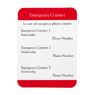 Emergency Contact Magnet