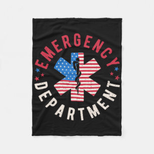 Emergency Department 4th Of July Usa Emergency Roo Fleece Blanket