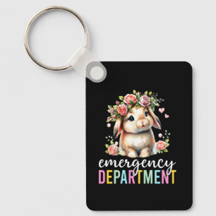 Emergency Department Bunny Emergency Room ER Nurse Key Ring