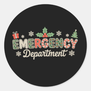 Emergency Department Christmas ER Nurse Santa Crew Classic Round Sticker