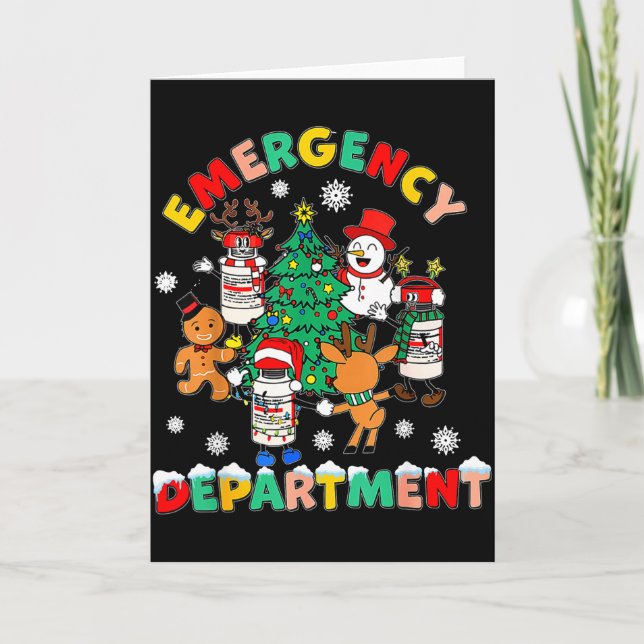 Emergency Department Christmas Santa Er Crew Nurse Card (Front)