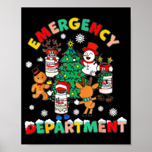 Emergency Department Christmas Santa Er Crew Nurse Poster