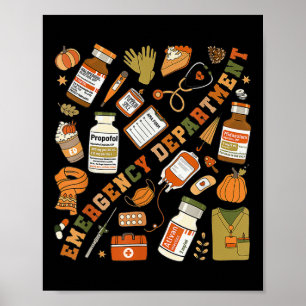 Emergency Department Fall Halloween Er Nurse Emerg Poster