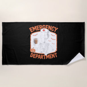 Emergency Department Funny Halloween Nurse Essenti Beach Towel
