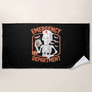 Emergency Department Funny Halloween Nurse Essenti Beach Towel