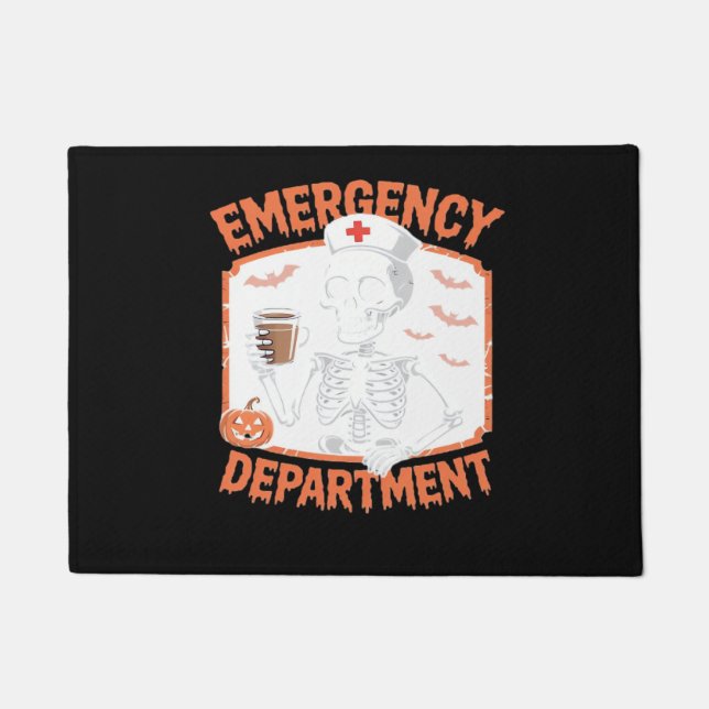 Emergency Department Funny Halloween Nurse Essenti Doormat (Front)