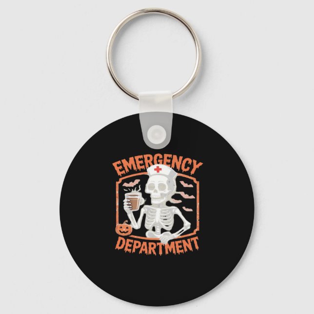 Emergency Department Funny Halloween Nurse Essenti Key Ring (Front)