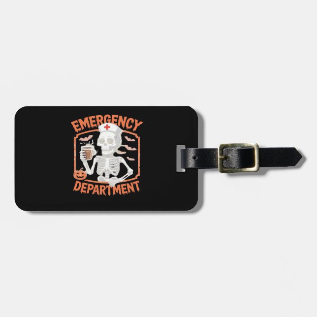 Emergency Department Funny Halloween Nurse Essenti Luggage Tag (Front Horizontal)