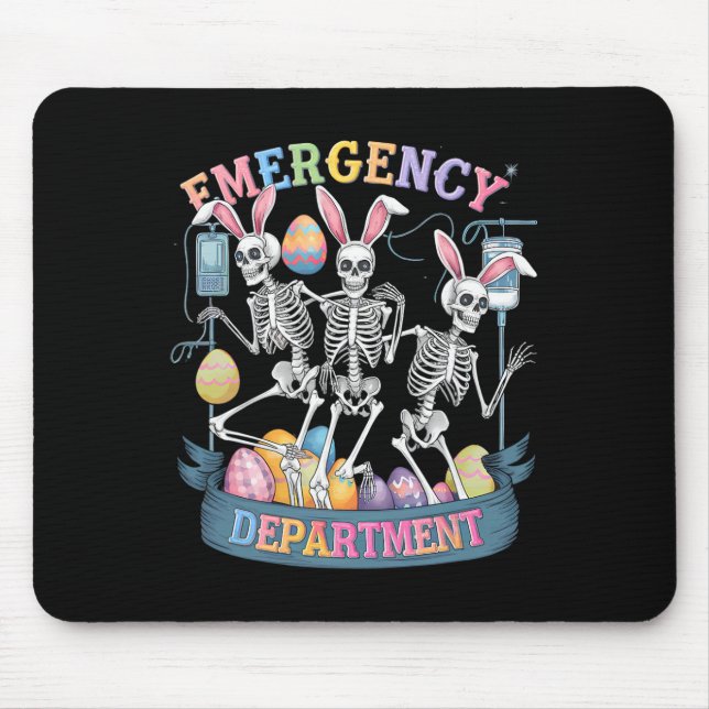 Emergency Department Funny Skeleton Dancing Easter Mouse Pad (Front)