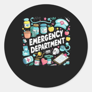 Emergency Department Groovy Er Crew Nurse Room Ste Classic Round Sticker