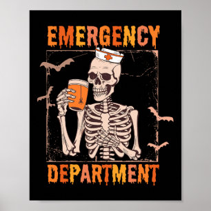 Emergency Department Halloween Nurse Emergency Roo Poster