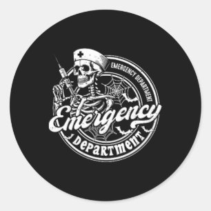 Emergency Department Skeleton Er Nurse Halloween 2 Classic Round Sticker