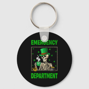 Emergency department skeleton nurse patrick's day key ring