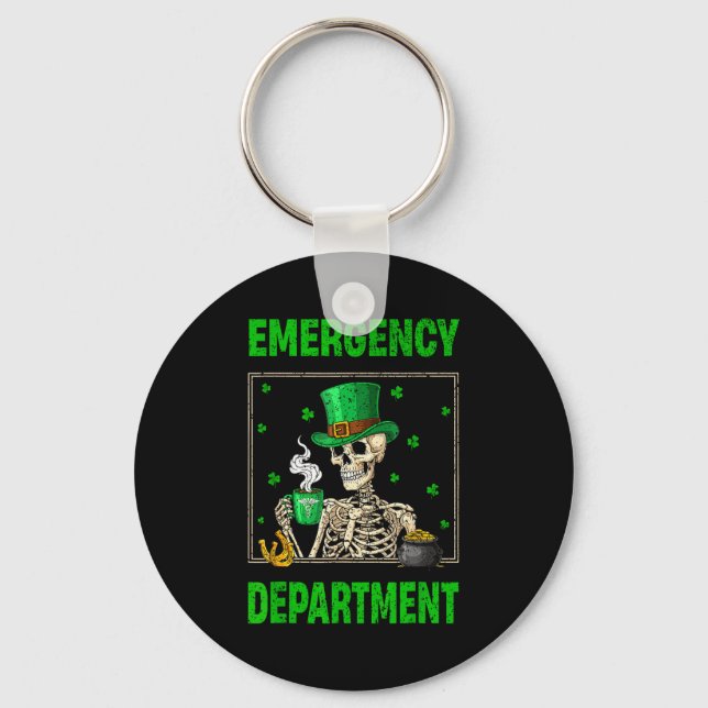 Emergency department skeleton nurse patrick's day key ring (Front)