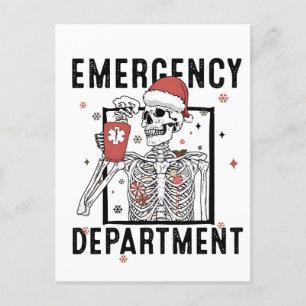 Emergency Department Skeleton Nursing Coffee Lover Announcement Postcard