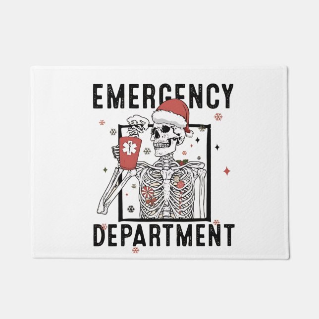 Emergency Department Skeleton Nursing Coffee Lover Doormat (Front)