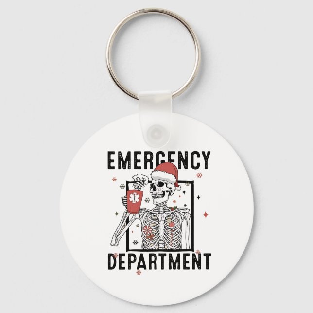 Emergency Department Skeleton Nursing Coffee Lover Key Ring (Front)