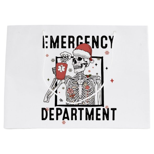 Emergency Department Skeleton Nursing Coffee Lover Large Gift Bag (Front)