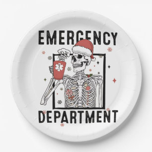 Emergency Department Skeleton Nursing Coffee Lover Paper Plate