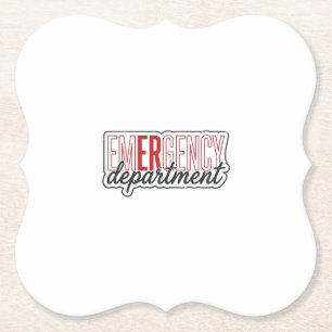 Emergency Department Typography Shirt Design_1 Paper Coaster