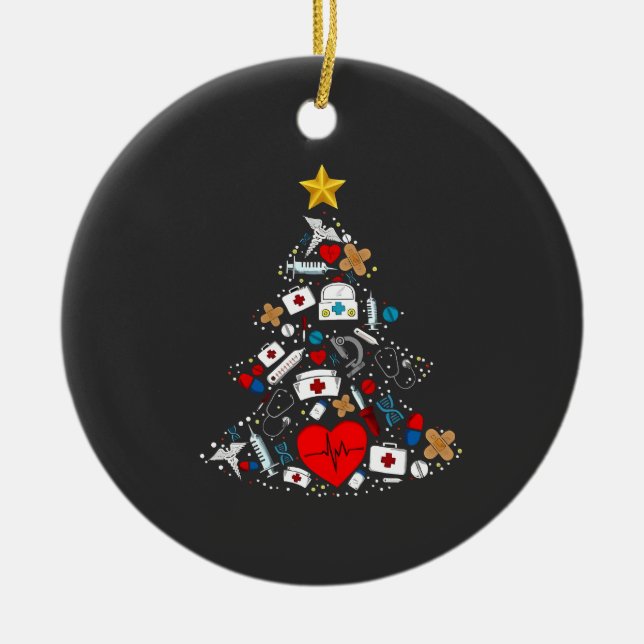 Emergency Department Xmas Tree Nurse Ceramic Tree Decoration (Front)