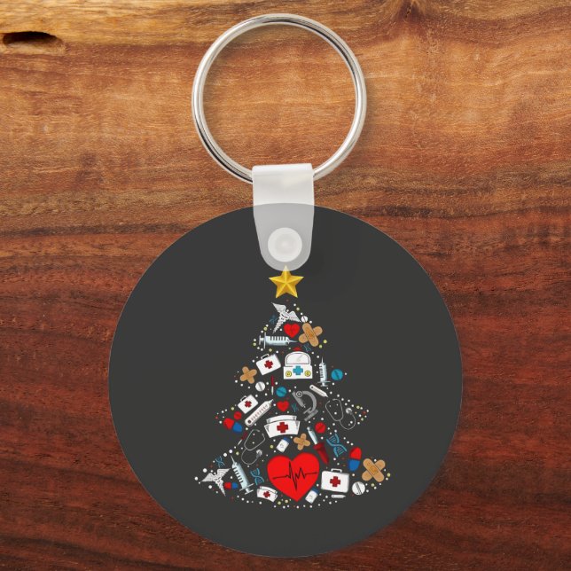 Emergency Department Xmas Tree Nurse Key Ring (Front)