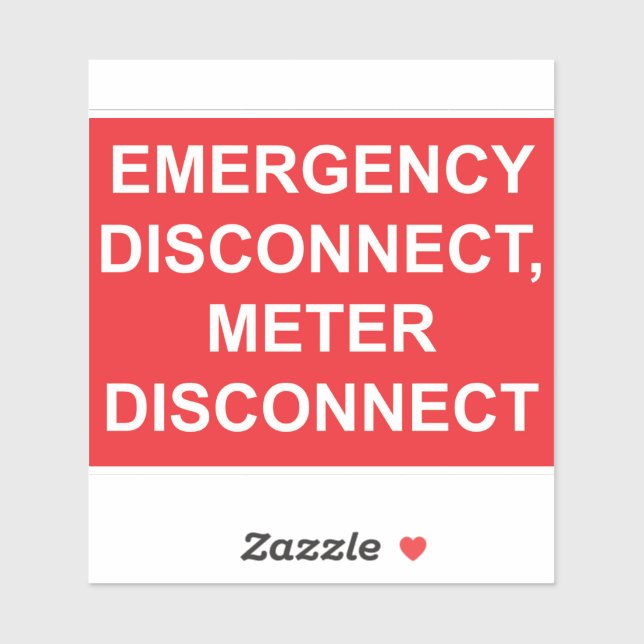 Emergency Disconnect, Metre Disconnect Label (Sheet)