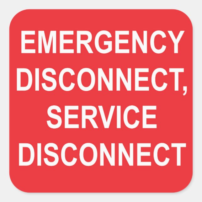 Emergency Disconnect, Service Disconnect Labels (Front)