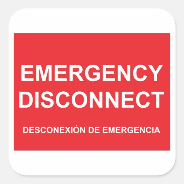 Emergency Disconnect Sticker With Spanish Subtitle (Front)