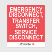 EMERGENCY DISCONNECT, TRANSFER SWITCH label