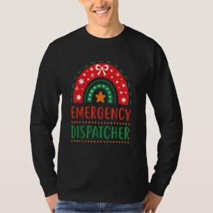 Emergency Dispatcher Christmas Boho Rainbow 911 Di T-Shirt
