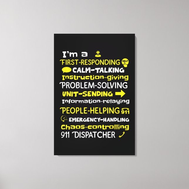 Emergency Dispatcher - Thin Yellow Line Dispatcher Canvas Print (Front)