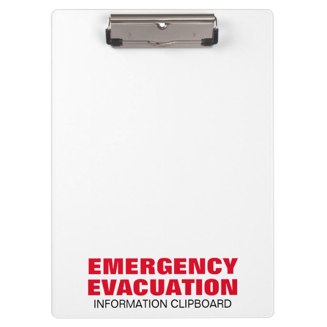 Emergency Evacuation Fire Drill Refuge Tenant Sign Clipboard (Front)