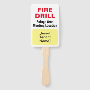 Emergency Evacuation Fire Drill Tenant Locate Sign Hand Fan