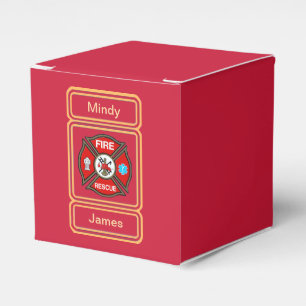Emergency Fire Rescue EMT Red Wedding Favour Box