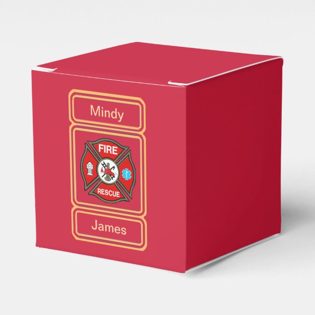 Emergency Fire Rescue EMT Red Wedding Favour Box (Front Side)